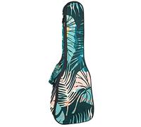 Borsa Ukulele Foglie Tropicali Con Animali Orme Ukulele Custodia per Soprano Tenore Concert 23 Pollici 10 MM Spessore Morbido Imbottito Cinghie Regolabile Gig Bag