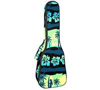 Borsa Ukulele Frangipani Tropicale Verde Alba Hawaii Modello Ukulele Custodia per Soprano Tenore Concert 23 Pollici 10 MM Spessa Morbida Imbottita Cinghie Regolabile Gig Bag