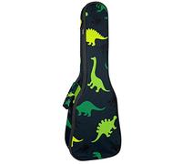 Borsa Ukulele Giallo Verde Dinosauri Modello Nero Ukulele Custodia per Soprano Tenore Concert 23 Pollici 10MM Spessore Morbido Imbottito Cinghie Regolabile Gig Bag