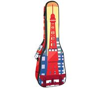 Borsa Ukulele Giappone Tokyo Skyline City Sunset Pattern Ukulele Custodia per Soprano Tenore Concert 23 Pollici 10 MM Spessa Morbida Imbottita Cinghie Regolabile Gig Bag
