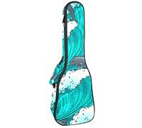 Borsa Ukulele Onde del Mare Verde Modello Art Ukulele Caso per Soprano Tenore Concert 23 Pollici 10MM Spessore Morbido Imbottito Cinghie Regolabile Gig Bag