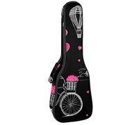 Borsa Ukulele Parigi Torre Eiffel Romantica Bicicletta Ukulele Caso per Soprano Tenore Concert 23 Pollici 10 MM Spessore Morbido Imbottito Cinghie Regolabile Gig Bag