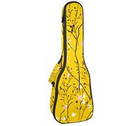 Borsa Ukulele Piccolo Fiore Rosa Bianco Sfondo Giallo Ukulele Custodia per Soprano Tenore Concert 23 Pollici 10 MM Spessore Morbido Imbottito Cinghie Regolabile Gig Bag