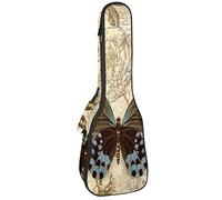 Borsa Ukulele Vintage Farfalla Margherita Fiore Modello Ukulele Custodia per Soprano Tenore Concert 23 Pollici 10 MM Spessore Morbido Imbottito Cinghie Regolabile Gig Bag