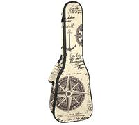 Borsa Ukulele Vintage Nautica Ancoraggio Ruota Bussola Ukulele Caso per Soprano Tenore Concert 23 Pollici 10 MM Spessore Morbido Imbottito Cinghie Regolabile Gig Bag