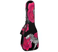 Borsa Ukulele Zebra Animale Motivo Fiore Modello Ukulele Custodia per Soprano Tenore Concert 23 Pollici 10 MM Spessore Morbido Imbottito Cinghie Regolabile Gig Bag