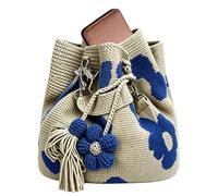 Borsa Uncinetto Con Fiori - Borsa Tote Boho Con Nappe Floreali - Handbag Casual Da Vacanza | Per Signore, Madri, Mogli, Viaggiatrici, Spiaggia, Piscina, Shopping, Scampagnate, Concerti, Vacanza