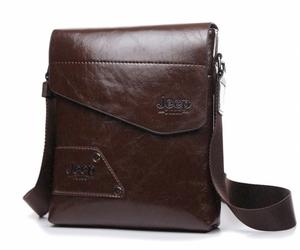 Borsa uomo Jeep tracolla donna in pelle marrone scuro vari scomparti stile