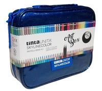 Borsa Valigetta Art Box Skylinecolor Blu Glitter con Pastelli in Legno MINA 4.2-110 colori con 2 colori Limited Edition by Pool Over con omaggio penna pailettes 6 penne in 1