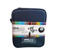 Borsa Valigetta Art Box Skylinecolor Blu Notte con Pastelli in Legno MINA 4.2-110 colori con 2 colori Limited Edition by Pool Over con omaggio penna pailettes 6 penne in 1