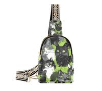 Borsa verde alla moda Sweet British Cats per gli uomini carino spalla marsupio per il giorno pack, Dolci gatti britannici Verde, 1 size