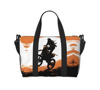 Borsa versatile da viaggio con stampa con silhouette di rider e bandiera italiana, borsa da viaggio a tracolla per ogni tua esigenza