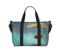 Borsa versatile da viaggio con stampa di un lago pacifico e un albero con stampa bandiera italiana, borsa da viaggio a tracolla per ogni tua esigenza