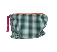 Borsa viaggio per il trucco a scacchi con cerniera, morbida borsa per il trucco di grande capacità, borsa portatile viaggio, borsa cosmetica, default