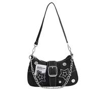 Borsa Y2k da Donna: Borsa Vintage alla Moda con Decorazione a Catena, a Tracolla sotto Le ascelle con Cerniera sulla Maniglia Superiore per Viaggi di Lavoro