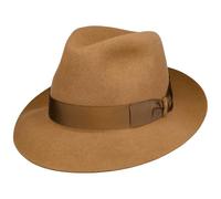 Borsalino Cappello Alessandria Superior Uomo - Made in Italy Fedora da con Fodera, Nastro Grosgrain Autunno Estate Primavera Inverno Estate/Inverno - 61 cm Cammello