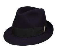Borsalino Cappello di Feltro Nilo Premium Donna/Uomo - Made in Italy Trilby Lana con Fodera, Nastro Grosgrain Autunno/Inverno Inverno - 58 cm Blu Scuro