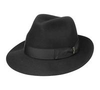 Borsalino Cappello Feltro di Pelo Alessandria Uomo - Made in Italy Fedora da con Fodera, Nastro Grosgrain Estate/Inverno (57 cm, Nero)
