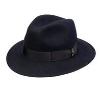 Borsalino Cappello in Lana Piemonte Traveller Donna/Uomo - Made Italy di Feltro con Nastro Grosgrain, Grosgrain Inverno Autunno/Inverno - 61 cm Blu Scuro