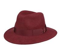Borsalino Cappello in Lana Piemonte Traveller Donna/Uomo - Made Italy di Feltro con Nastro Grosgrain, Grosgrain Inverno Autunno/Inverno - 57 cm Rosso Bordeaux-Melange