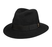 Borsalino Cappello in Lana Piemonte Traveller Donna/Uomo - Made Italy di Feltro con Nastro Grosgrain, Grosgrain Inverno Autunno/Inverno - 62 cm Nero