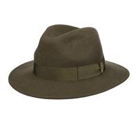 Borsalino Cappello in Lana Piemonte Traveller Donna/Uomo - Made Italy di Feltro con Nastro Grosgrain, Grosgrain Inverno Autunno/Inverno - 57 cm Oliva Scuro