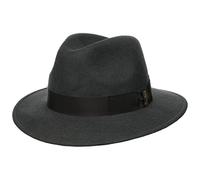Borsalino Cappello in Lana Piemonte Traveller Donna/Uomo - Made Italy di Feltro con Nastro Grosgrain, Grosgrain Autunno/Inverno - 59 cm Grigio Scuro