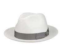 Borsalino Cappello Panama Black Small Donna/Uomo - Made in Ecuador Fedora Cappelli da Spiaggia con Nastro Grosgrain Estate Primavera/Estate - 61 cm Natura-Grigio