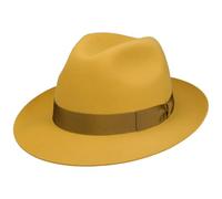 Borsalino Marengo Cappello Bogart in feltro per capelli donna/uomo - Made in Italy Cappello in feltro di lana per capelli con fascia a costine per estate/inverno, Giallo, 61