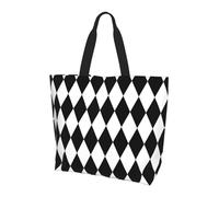 Borse A Mano Black And White Diamonds Print Donna Borsa Tote Elegante Borsa A Tracolla Impermeabile Tote Bag Per Lavoro Shopping Scuola