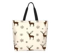 Borse A Mano Brown Deer Silhouettes With Snowflakes Pattern Donna Borsa Tote Elegante Borsetta Impermeabile Borsa A Tracolla Per Ufficio Viaggi Shopping