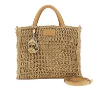 CAFèNOIR - Borsa A Mano In Rafia Con Lavorazione Crochet Con Charms, Da Donna, Colore Noce, Taglia Unica