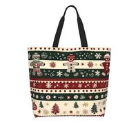 Borse A Mano Christmas Cookie Pattern With Gingerbread Figures Donna Tote Bag Grande Borsetta Impermeabile Borsa A Tracolla Per Shopping Viaggi Laptop