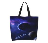 Borse A Mano Galactic Planets With Rings And Nebulae Donna Borsa Tote Moda Tote Bag Elegante Borsa A Tracolla Per Viaggi Uso Quotidiano Scuola