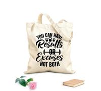 Borse a mano in poliestere e cotone Tessuto spesso 12 once Puoi avere risultati o scuse, non entrambi. Motivazione Lettering Parole Ginnastica Utilizzabile come trousse per il trucco 25x30cm Piccola