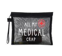 Borse a rete nera per medicine mediche organizer per casa ufficio portatile viaggio medico cerniera sacchetto per kit di primo soccorso, Mesh All My Medical Crap