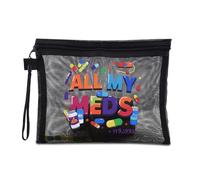 Borse a rete nera per medicine mediche organizer per casa ufficio portatile viaggio medico cerniera sacchetto per kit di primo soccorso, All My Meds Colorato