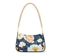 Borse a tracolla a catena alla moda con motivo floreale peonie cinesi per le signore