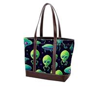 Borse a tracolla Alien-111 verde del fumetto per le donne grandi borse in pelle lavata morbida e borse durevoli, Multicolore 08, 33.8x12x31cm/13.3x4.7x12.2 in