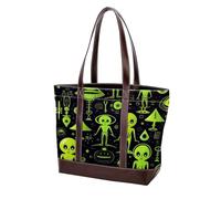 Borse a tracolla Alien-111 verde del fumetto per le donne grandi borse in pelle lavata morbida e borse durevoli, Multicolore 01, 33.8x12x31cm/13.3x4.7x12.2 in