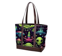 Borse a tracolla Alien-111 verde del fumetto per le donne grandi borse in pelle lavata morbida e borse durevoli, Multicolore 06, 33.8x12x31cm/13.3x4.7x12.2 in