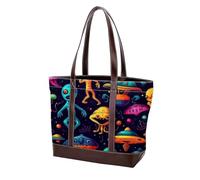Borse a tracolla Alien-111 verde del fumetto per le donne grandi borse in pelle lavata morbida e borse durevoli, Multicolore 05, 33.8x12x31cm/13.3x4.7x12.2 in