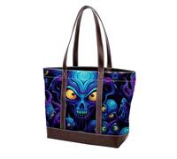Borse a tracolla Alien-111 verde del fumetto per le donne grandi borse in pelle lavata morbida e borse durevoli, Multicolore 03, 33.8x12x31cm/13.3x4.7x12.2 in