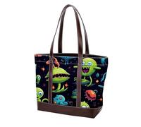 Borse a tracolla Alien-111 verde del fumetto per le donne grandi borse in pelle lavata morbida e borse durevoli, Multicolore 09, 33.8x12x31cm/13.3x4.7x12.2 in