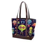 Borse a tracolla Alien-177 del fumetto verde per le donne grandi borse in pelle lavata morbida e borse durevoli, Multicolore 07, 33.8x12x31cm/13.3x4.7x12.2 in