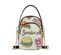 Borse a tracolla alla moda disegnate a mano Doodle Sandwich per le donne con borse a mano multi tasche per i regali di compleanno