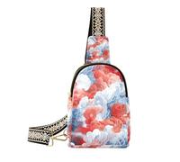 Borse a tracolla alla moda rosse e bianche con nuvola di buon auspicio Ukiyo-e borse a tracolla alla moda per le donne per il viaggio, ukiyo-e nuvola di buon auspicio rosso e bianco, 1 size