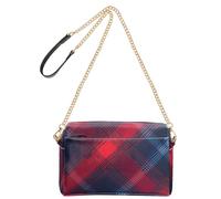 Borse a tracolla alla moda scozzesi rosse e blu per le donne piccole borse in pelle vegana borsa a tracolla impermeabile