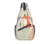 Borse A Tracolla Animal Fox And Plant Zaino Da Campeggio Casual Cintura Regolabile Borsa A Traversa, Per Camminare, Ciclismo, Sport All'Aperto