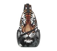 Borse A Tracolla Black And White Doodle Tiger Zaino Monospalla Casual Cintura Regolabile Borsa Per Il Torace, Per Camminare, Routine Di Fitness, Correre